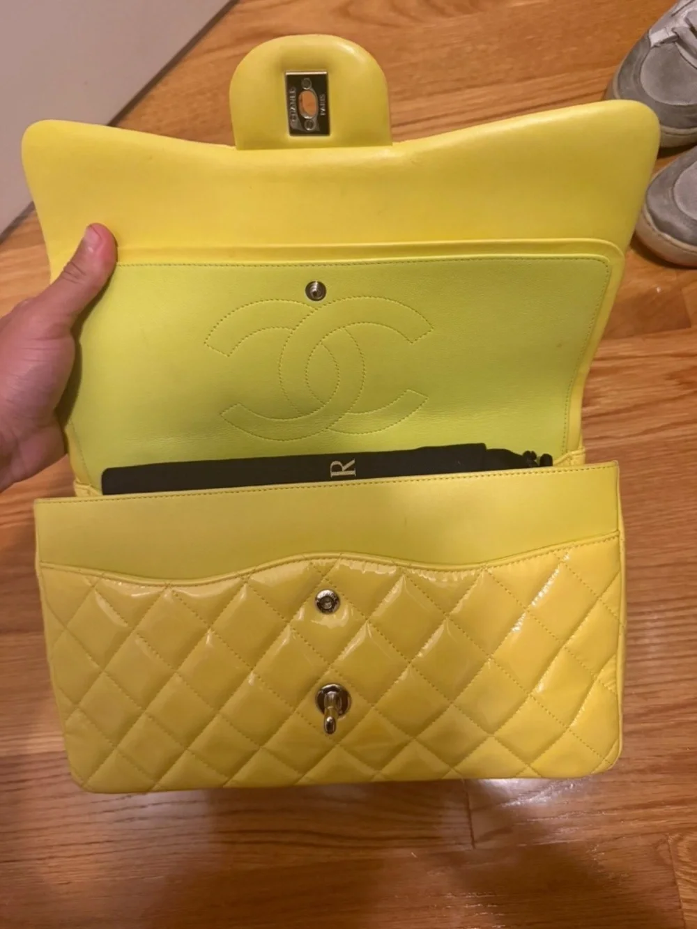 Authentic Chanel patent leather flap bag